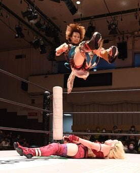  愛野ユキ(下)をダイビングセントーンで仕留めた中島翔子（東スポWeb）