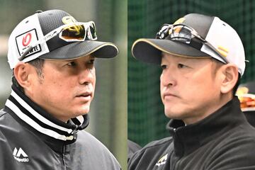 小久保裕紀監督（左）と倉野信次チーフ投手コーチ
