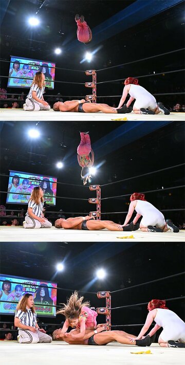 鈴木みのる(下)にシューティングスタープレスを決めた彩桜