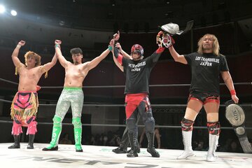 LTJの(左から)RYUSEI、アンヘル・レイエス、BUSHI、内藤哲也