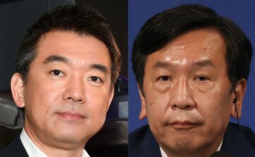  左から橋下徹氏、枝野幸男氏（東スポWeb）