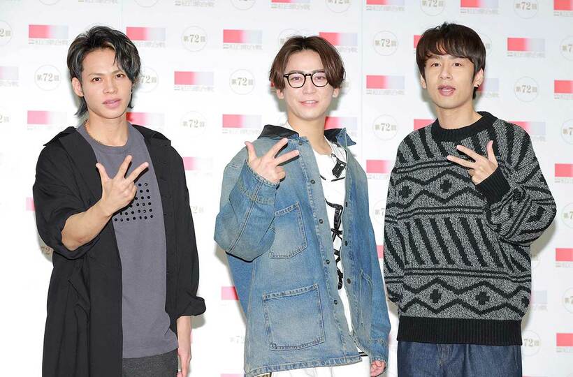  紅白歌合戦リハーサルに登場したＫＡＴ-ＴＵＮ（左から）上田竜也、亀梨和也、中丸雄一