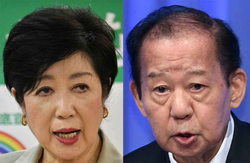  左から小池都知事、二階幹事長