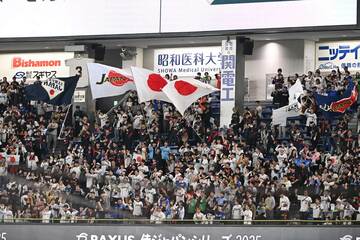 侍ジャパンシリーズ２０２５で声援を送る応援団