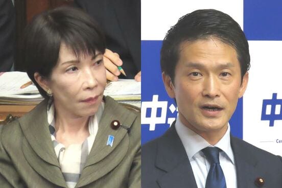 高市早苗首相（左）と中道・小川淳也代表