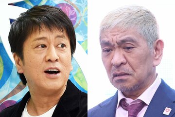 ブラックマヨネーズ・吉田敬(左)と、ダウンタウン・松本人志