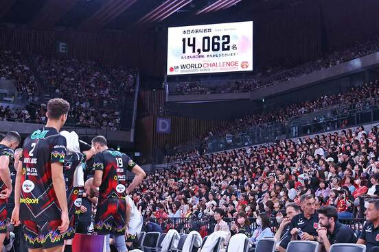 サントリーとペルージャのツアーは連日の超満員。８日の入場者は１万４０６２人