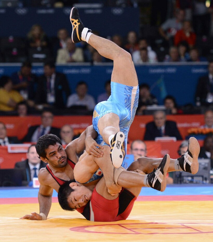  ロンドン五輪決勝では米満達弘（右）を追い詰めたスシル・クマール
