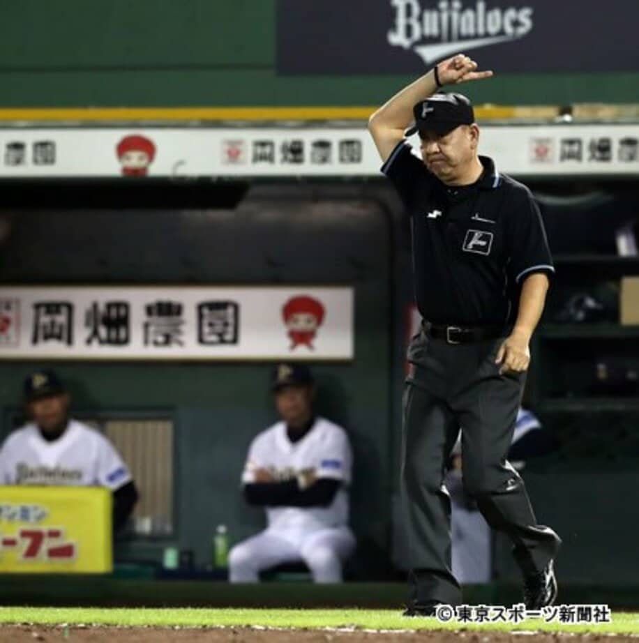  リプレー検証の結果、審判は中村晃の打球をホームランとコールした