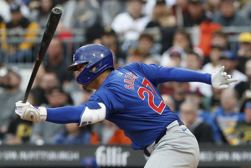 復帰戦でマルチ安打の鈴木誠也（ロイター＝USA　TODAY　Sports)