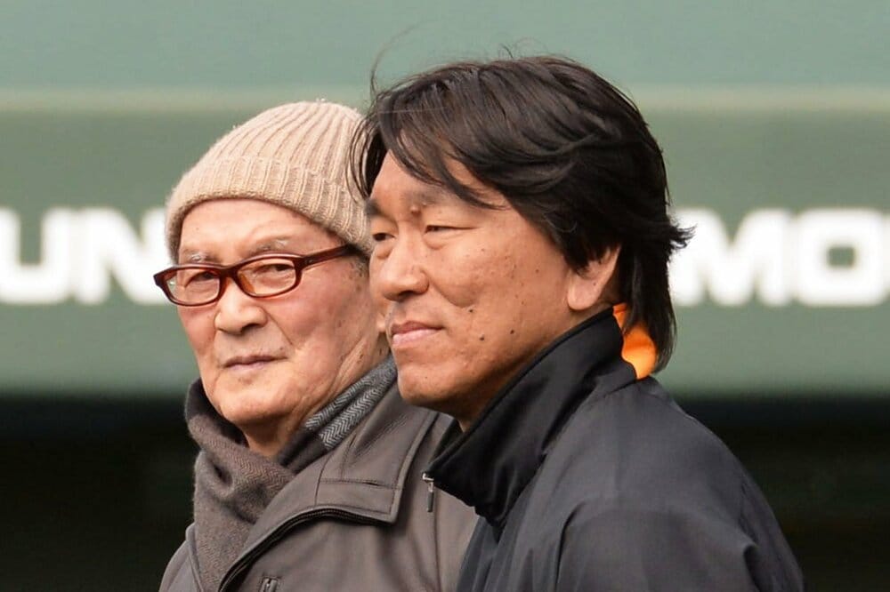 巨人のキャンプを訪れた長嶋茂雄氏と松井秀喜(2016年)