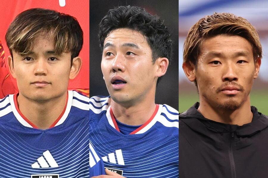 （左から）久保建英、遠藤航、守田英正