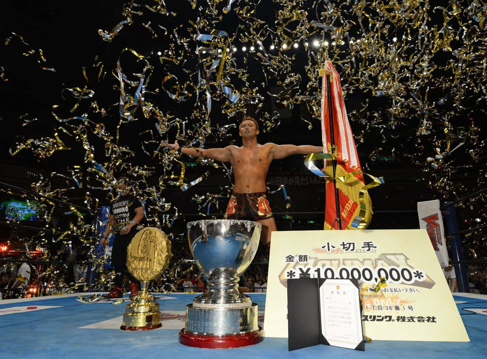 G1クライマックスで初優勝したオカダ・カズチカ(2012年8月12日)