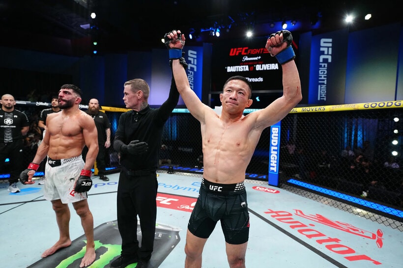 アミル・アルバジに完勝した堀口恭司（(c)Zuffa LLC/UFC