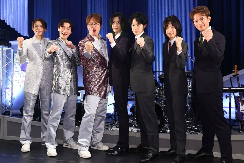 （左から）白川裕二郎、後上翔太、酒井一圭、サカイＪｒ．、 おヨネ、 ケンケン、 じん