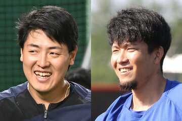 ブルージェイズ・岡本和真(左)と、メッツ・千賀滉大