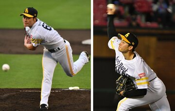  楽天打線に借りを返したソフトバンク・笠谷（左）と板東