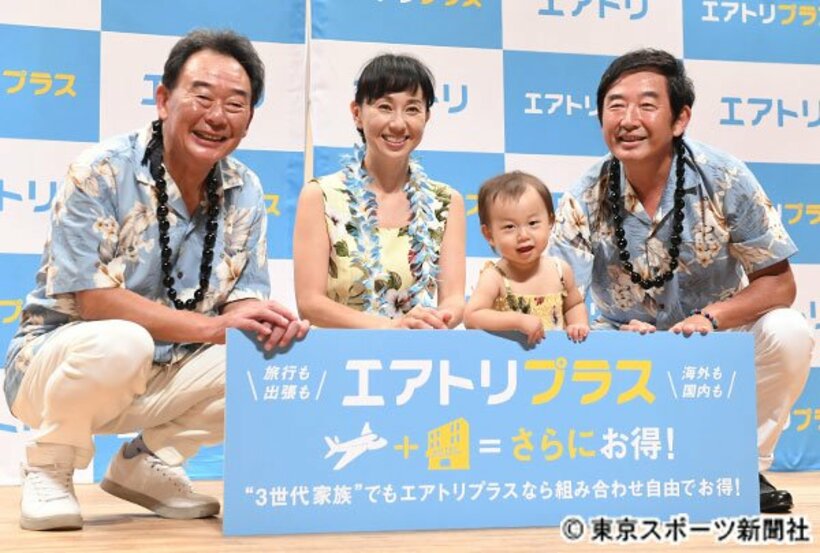  左から東尾修、東尾理子、石田つむぎちゃん、石田純一