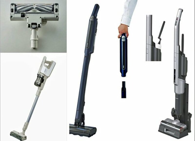  右からアイリスオーヤマ「スティッククリーナーｉ１０　ＫＩＣ―ＳＬＤＣＰ９」、シャーク「ＥＶＯＰＯＷＥＲ　ＳＹＳＴＥＭ　ＣＳ４０１Ｊ」、パナソニック「パワーコードレス　ＭＣ―ＳＢＵ８４０Ｋ」