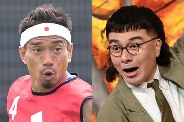 長友佑都（左）とカナメストーンの山口誠