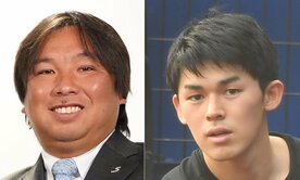  里崎智也氏(左)と佐々木朗希
