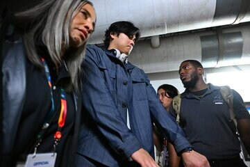 球場を後にする大谷翔平