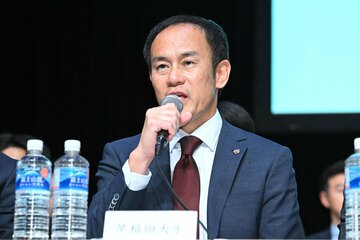 大会へ意気込みを語った早大・花田監督