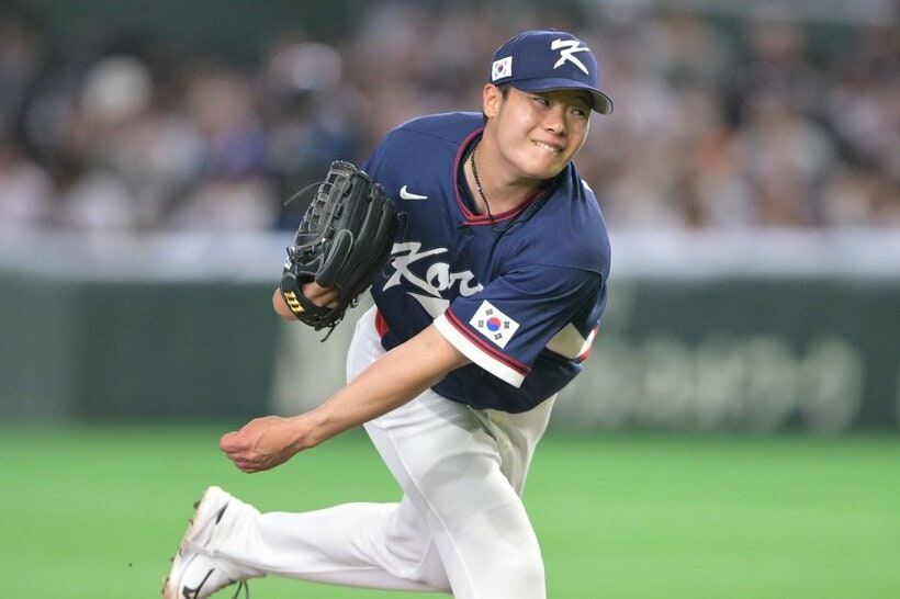 押し出し四球を与えたキム・ヨンギュ