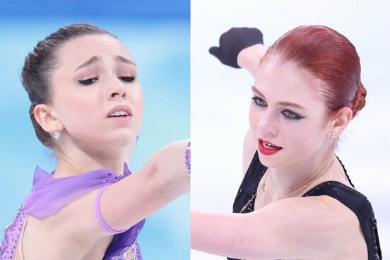 ワリエワ（左）とトルソワ