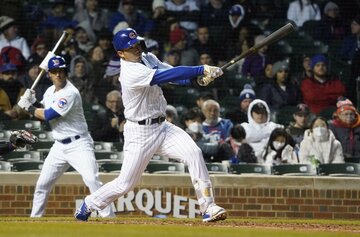  デビューから９連続試合安打を放った鈴木誠也（ロイター＝USA　TODAY　Sports)