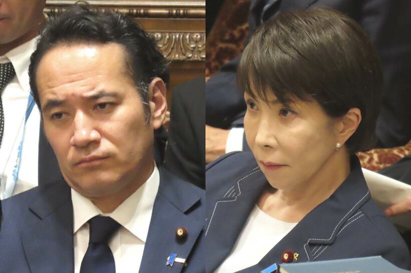 高市首相（右）は「私の知恵袋の簗ちゃん」を辞任させるのか…