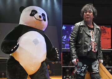  アンドレザ・ジャイアントパンダ（左）との２連戦を行う大仁田厚（東スポWeb）