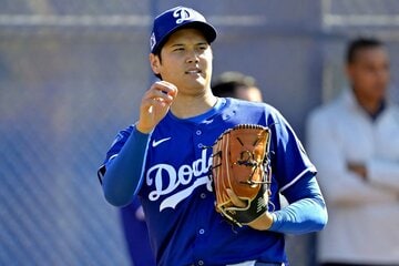 ブルペンで25球を投げ込んだドジャース・大谷翔平（ロイター）