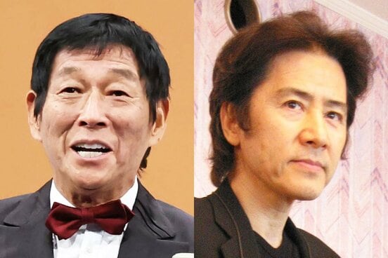 明石家さんま(左)と故田村正和さん