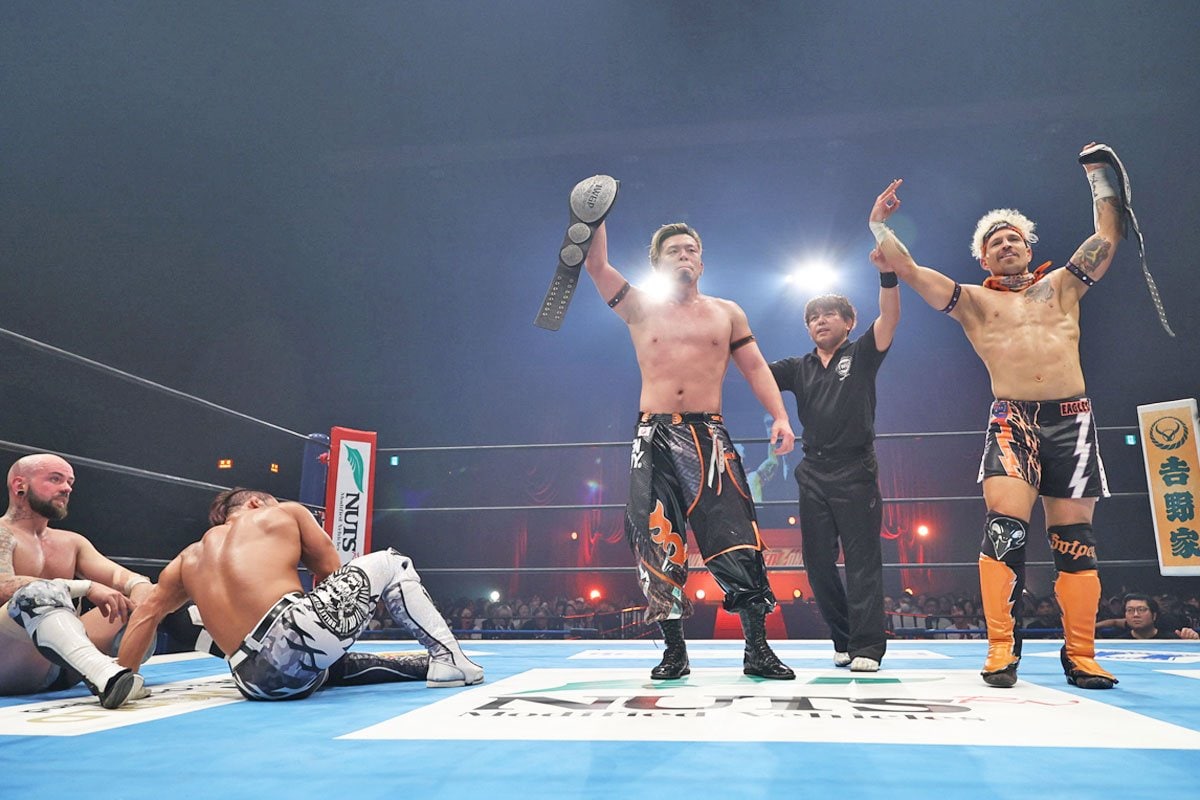 新日本】イーグルス＆藤田晃生がJr.タッグ奪冠！ WWE解雇報道の