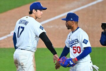 大谷（左）とベッツ