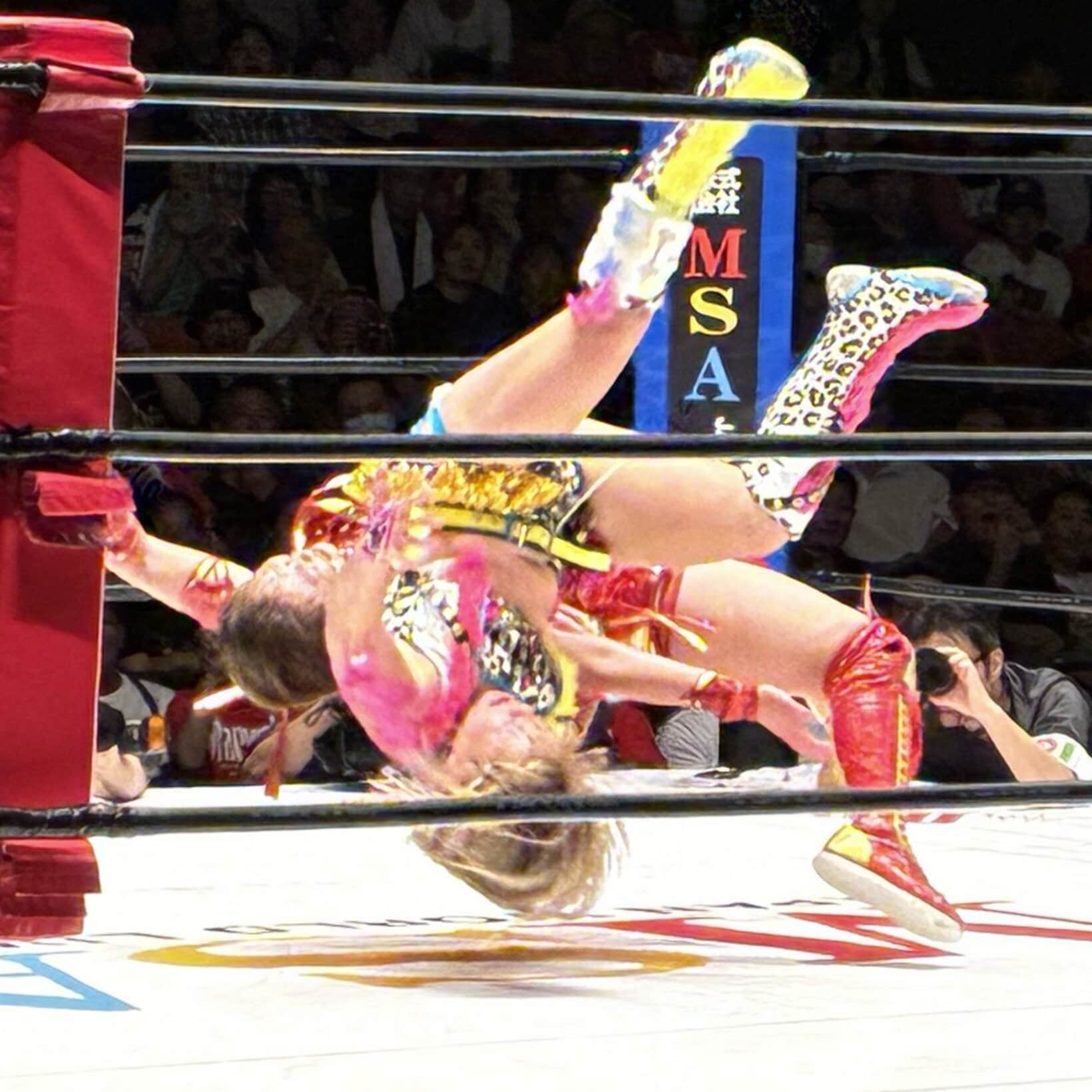 リストクラッチ式裏投げで桃野美桜(手前)を仕留めたSareee