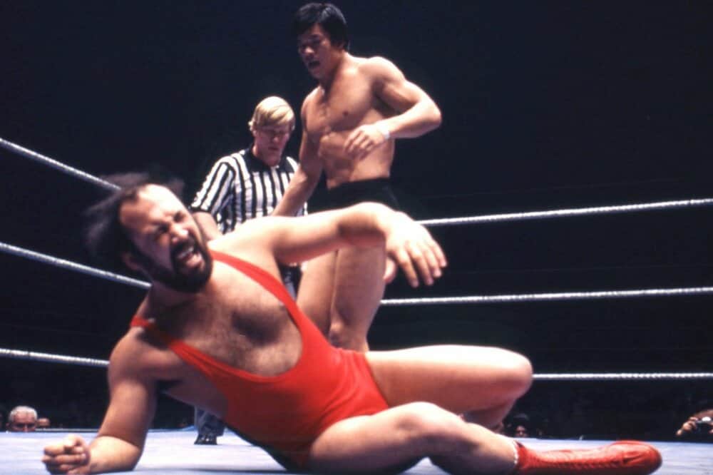 ホセ・エストラーダ（手前）と藤波辰爾（78年1月）