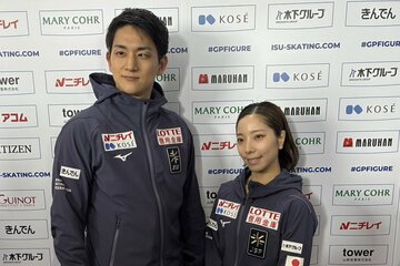 取材に応じる三浦璃来（右）、木原龍一組