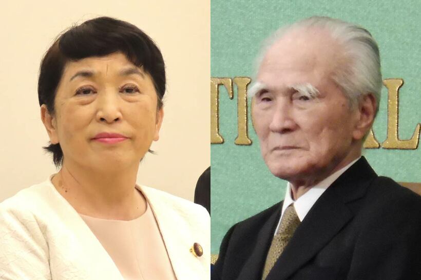 福島瑞穂党首（左）と故村山富市元首相