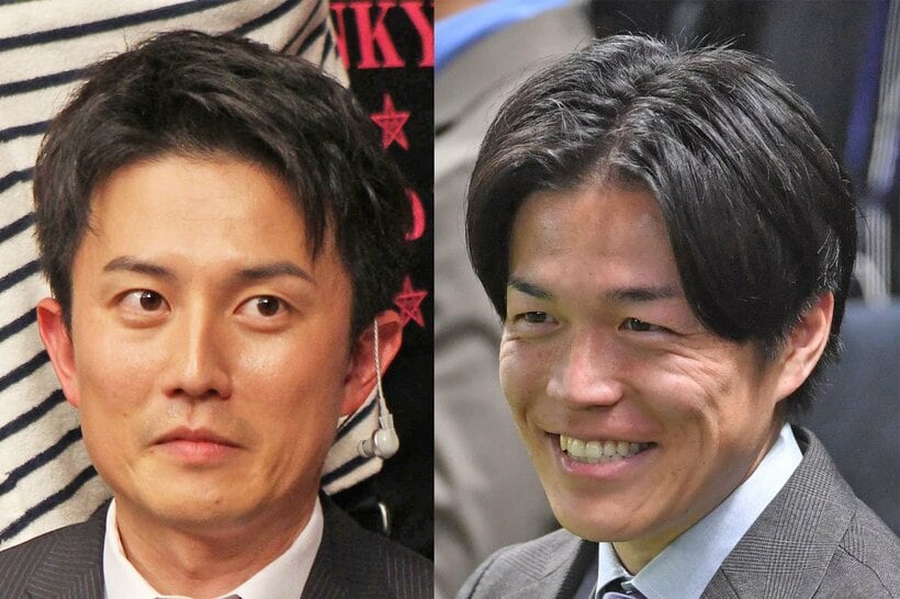 赤荻歩アナ（左）と南波雅俊アナ