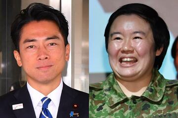 小泉防衛相（左）がやす子に感謝した