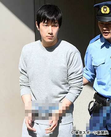送検される橋爪遼容疑者（画像は一部加工）