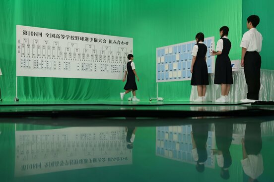 オンライン組み合わせ抽選会のスタジオの様子(代表撮影)