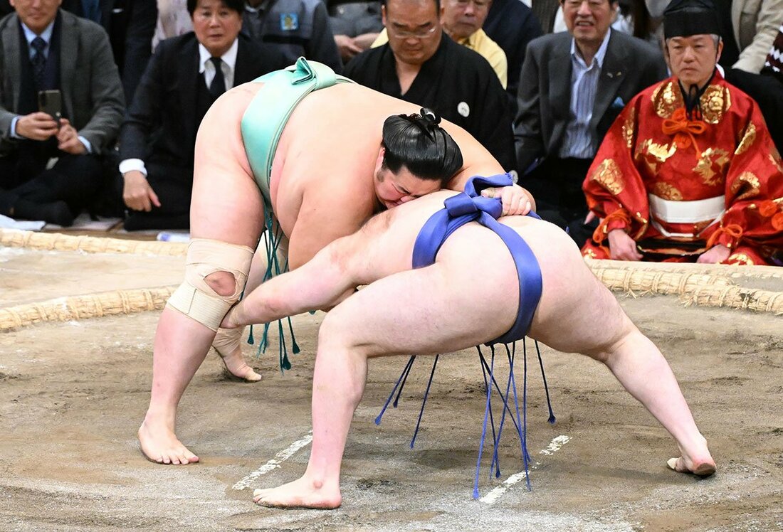 左手で琴桜(上)に内無双をかける安青錦