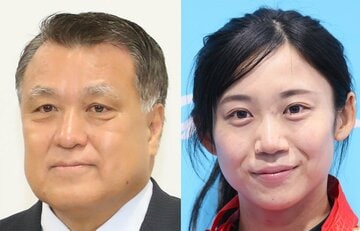  ＪＦＡ・田嶋会長(左)と高木美帆（東スポWeb）
