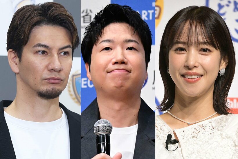 （左から）ＪＯＹ、水谷氏、鷲見玲奈