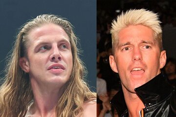 ＮＪＰＷ　ＷＯＲＬＤ認定ＴＶ王者マット・リドル（左）と挑戦者ザック・セイバーＪｒ.