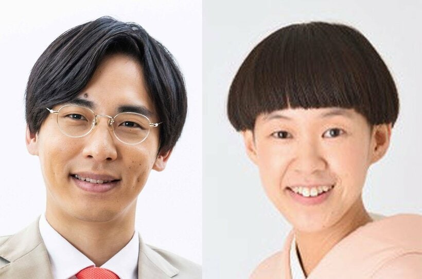 左から「カベポスター」永見大吾と落語家の桂二葉