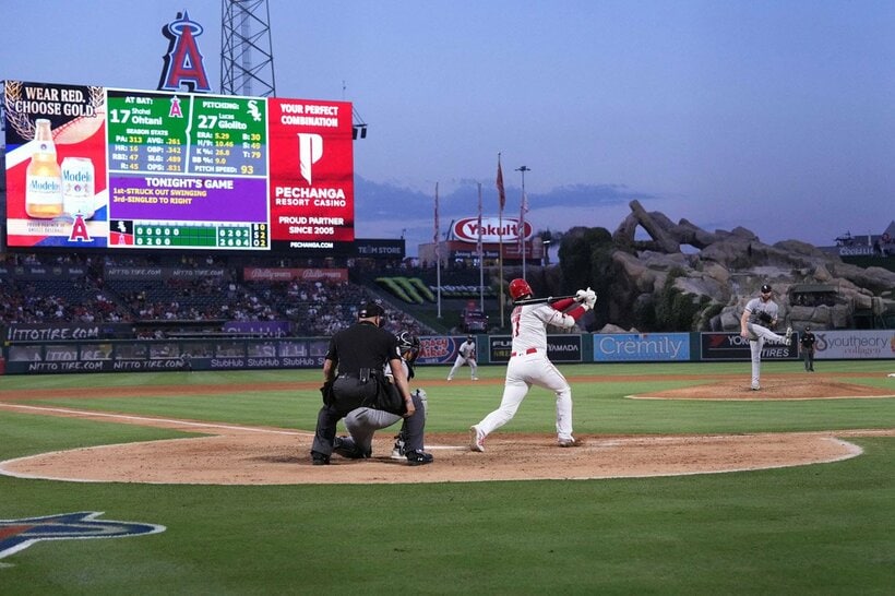  ３回に２試合ぶりの安打を放った大谷（ロイター＝USA　TODAY　Sports)